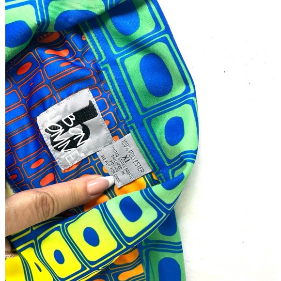 Vintage Bon Homme Button Up XL Wild Retro Psychedelic Geometric Pattern - Picture 6 of 9